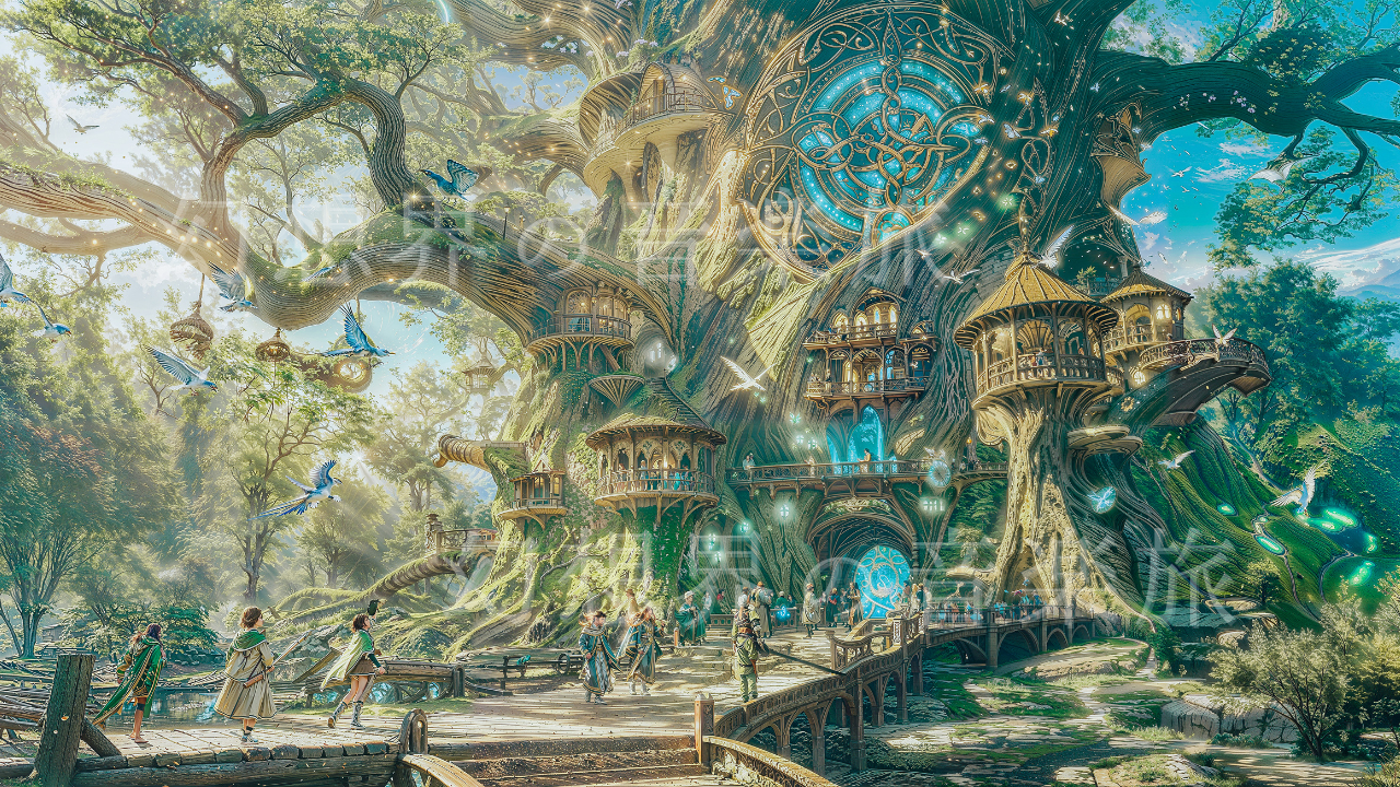 《異世界学校2 - 樹の魔法学校》超高画質なファンタジーアートイラスト